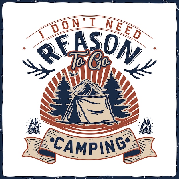 Vector camping wild nature mountains forest best illustration poster t-shirt design vector