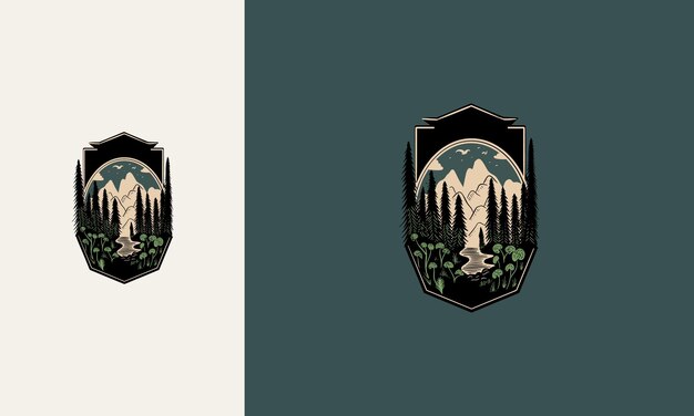 Vector camping wildernis avontuur badge grafisch ontwerp logo embleem