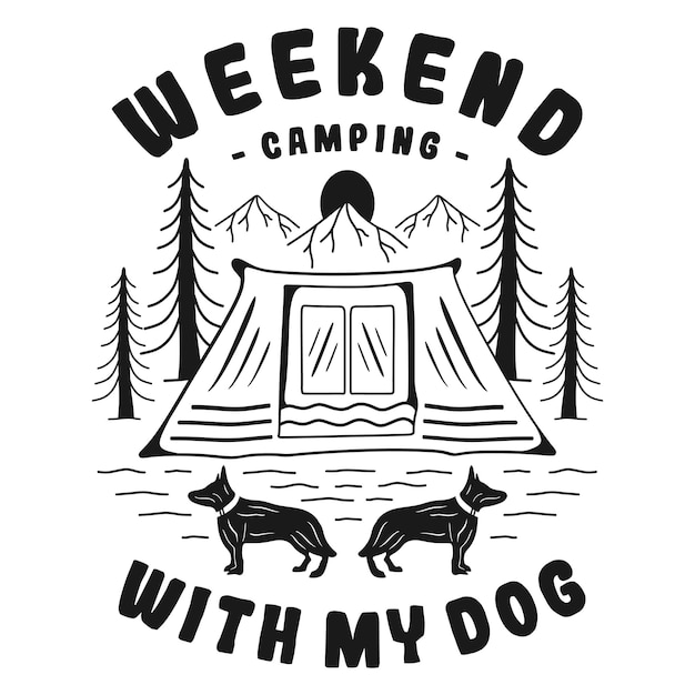 Camping with dog on weekend tshirt design