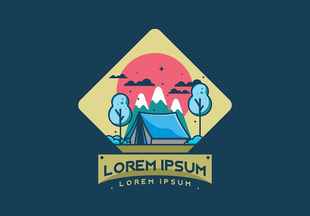 Vector camping with tent flat illustration