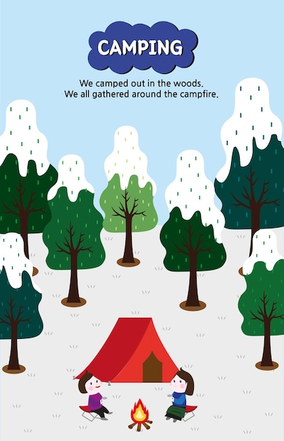 Camping in the woods in winter