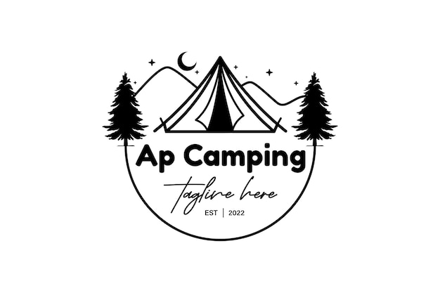 Campinglogo's bestaande uit bergen