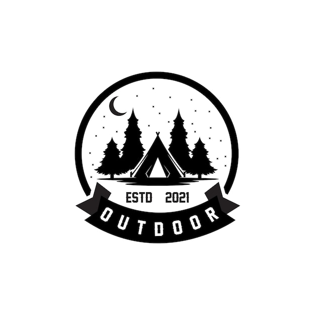 Campingoutdoorロゴアイコンベクトルコンセプトレトロイラストデザイン