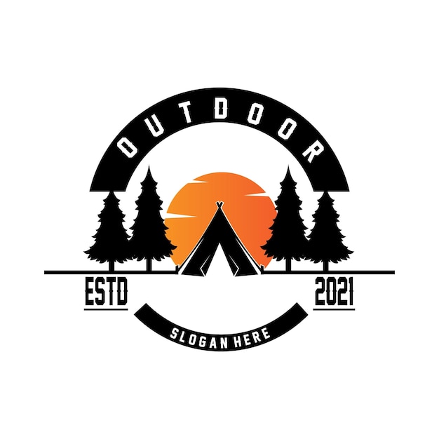 Campingoutdoor logo icon vector concept retro illustration design