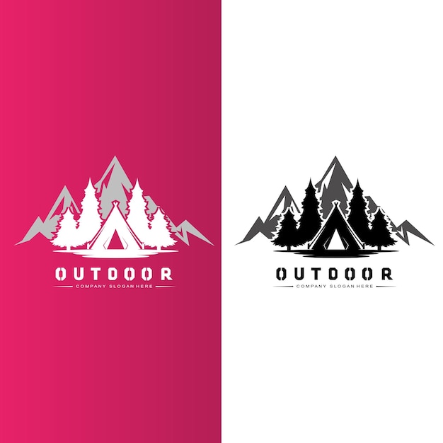 Campingoutdoor logo pictogram vector concept retro afbeelding ontwerp