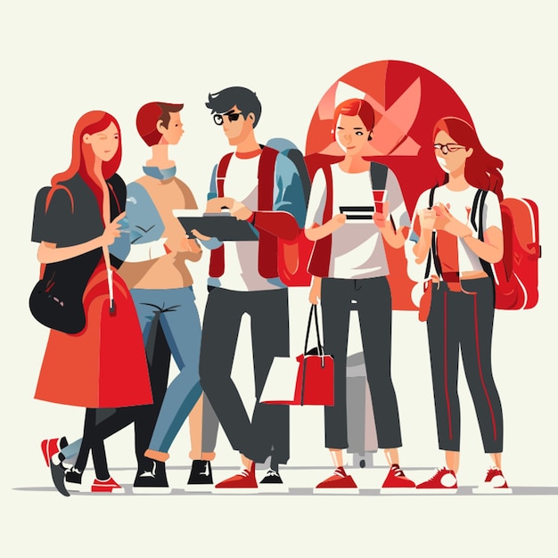 campus students vector illustration