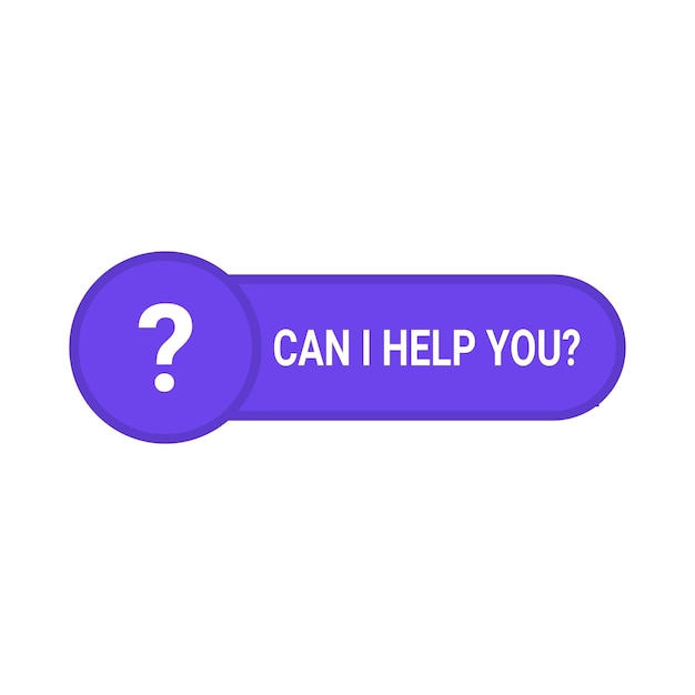 Can i help you simple speech bubble concept of web site comment or frequently asked question abstract flat modern minimal qa logotype graphic design website element isolated on white background