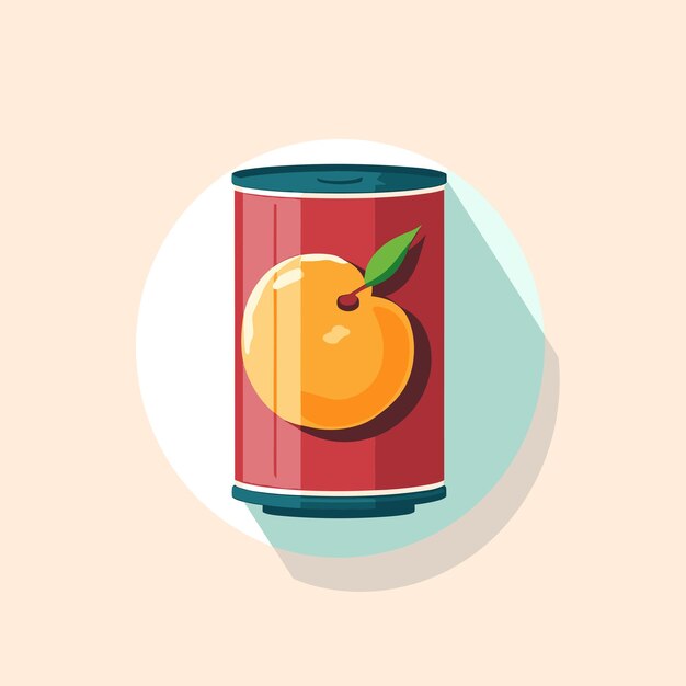 Vector a can of peach juice with a green leaf