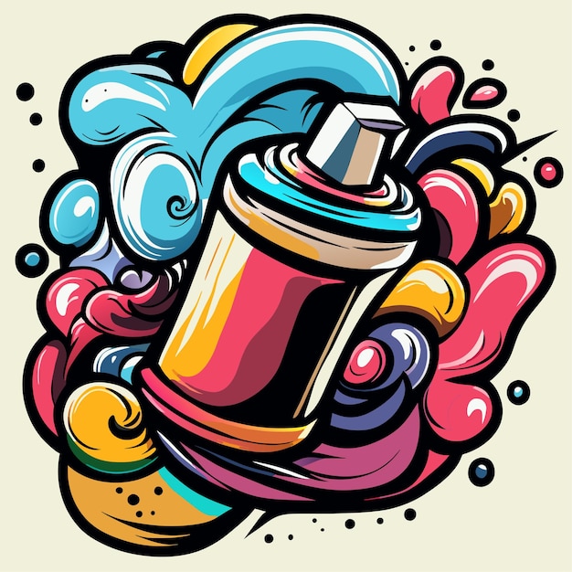 Vector can of spray paint doodle vector illustration