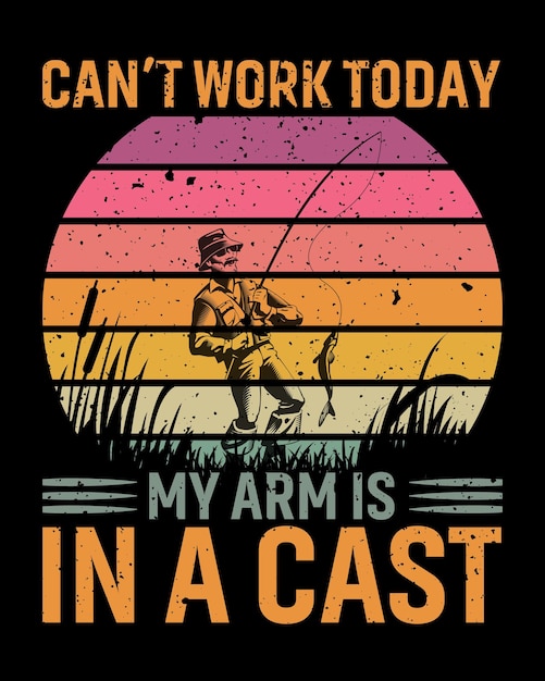 今日は仕事ができません私の腕はキャストベクトルのTシャツデザインにあります