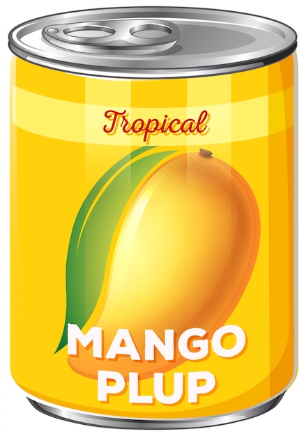 Vector can of tropical mango pulp