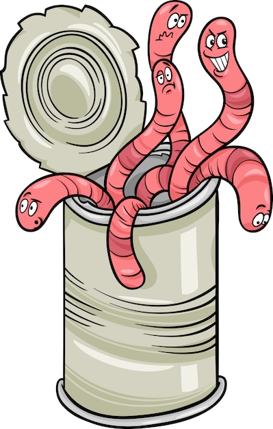 Vector can of worms saying cartoon