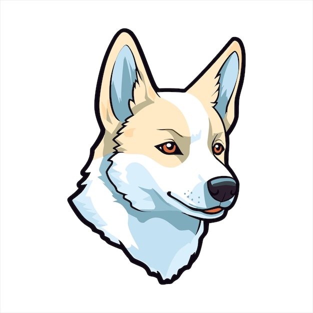 Vector canaan dog breed leuke cartoon kawaii karakter dierdieren huisdieren geïsoleerde sticker illustratie