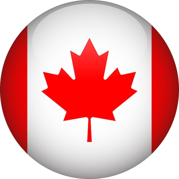 Canada 3D Rounded Flag Button