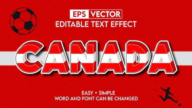 Canada effetto testo 3d con modello di testo modificabile tipografia con bandiera canadese