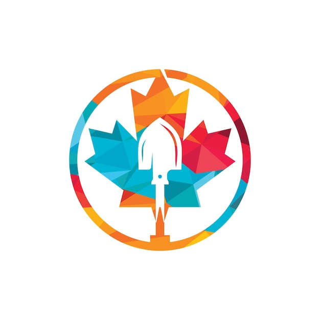 Canada arbeid vector logo ontwerpsjabloon Schop met esdoornblad pictogram vector logo ontwerp