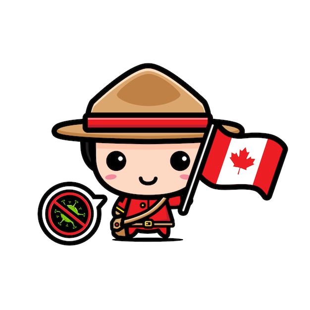 Canada boy with flag against virus