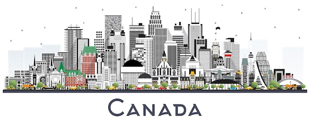 Canada city skyline met grijze gebouwen geïsoleerd op wit