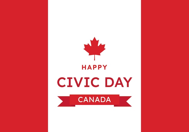 Canada civic day holiday vector card illustration with canadian flag and maple leaf