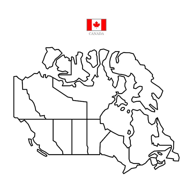 Canada contour vectorkaart met staatsvlag in kleur achtergrondkaart eps 10