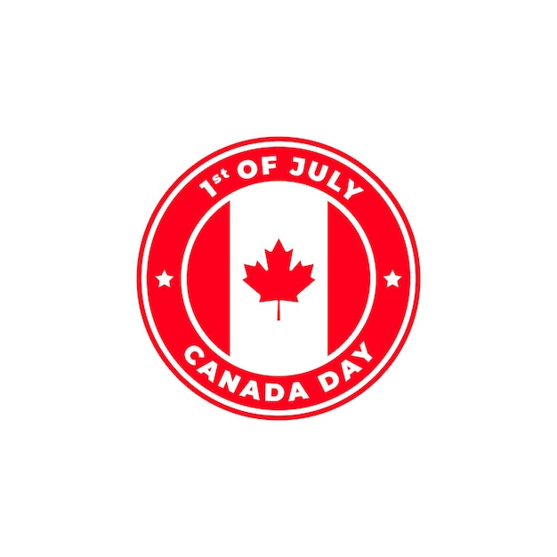 Canada day 1st of july logo badge per etichetta segno simbolo emblema timbro e banner modello vettore