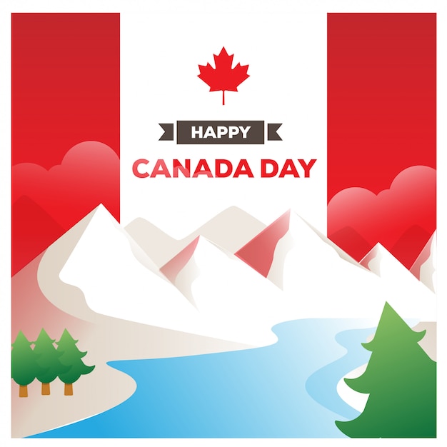 Canada day background with river and mountain