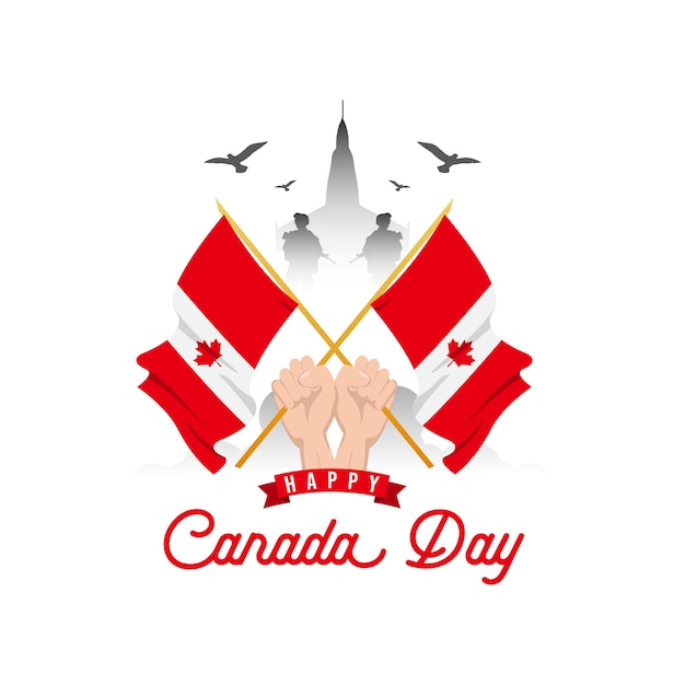 ベクトル カナダの日のお祝いのバナーテンプレートカナダの旗