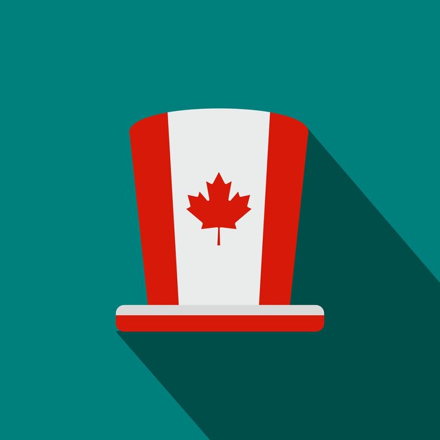 Canada day hat icon in flat style on a blue background