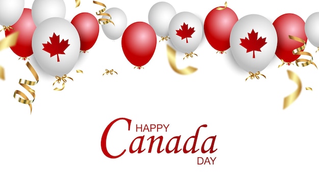 Canada Day   illustration, Canadian flag and maple leaves, red and white  