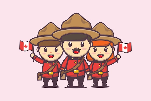 canada day illustration with cute character