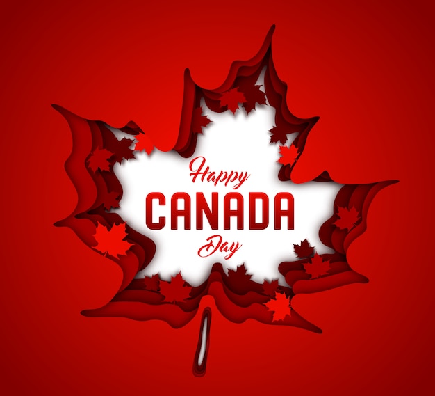 カナダの独立記念日。赤いカナダのカエデの葉のペーパーアート