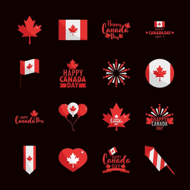 Vector canada day set