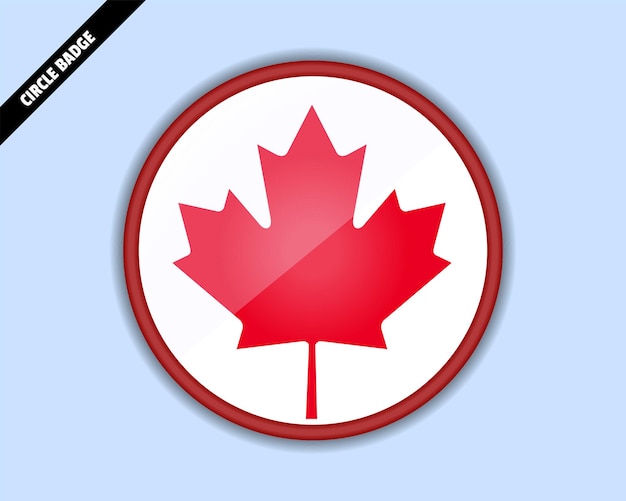 Canada flag circle badge vector design rounded sign with reflection