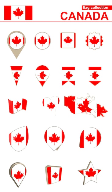 Canada Flag Collection Big set for design