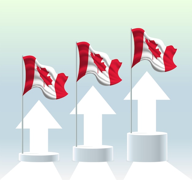 Флаг Канады Страна находится в восходящем тренде Развевающийся флагшток в современных пастельных тонах