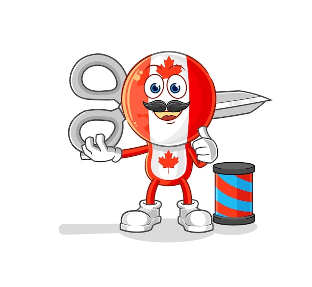 Canada flag head barber cartoon cartoon mascot vector