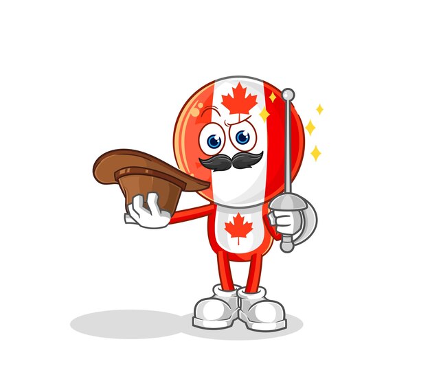 Canada flag head fencer character cartoon mascot vector