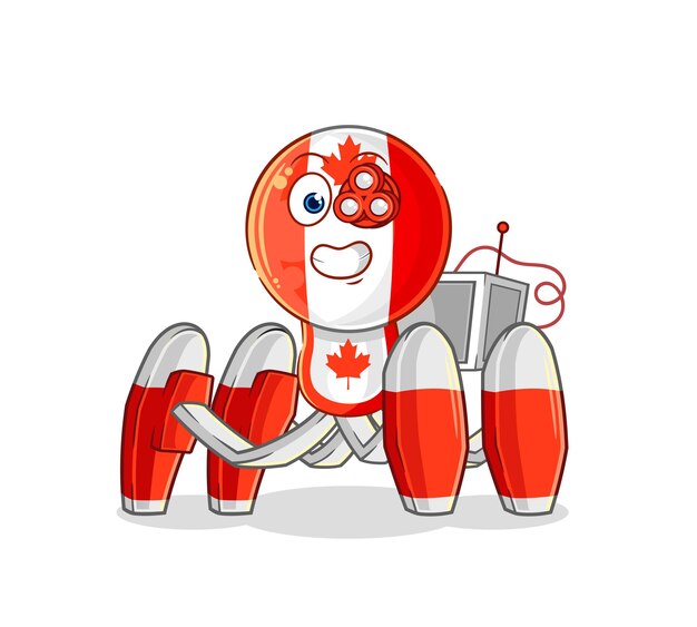 Canada flag head future robot vector cartoon character