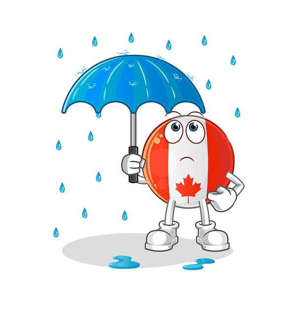 Canada flag holding an umbrella illustration. character vector