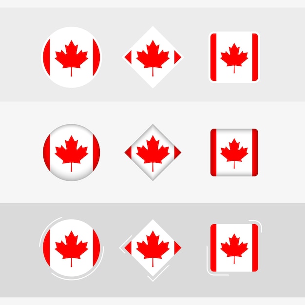 Le icone della bandiera del canada impostano la bandiera vettoriale del canada