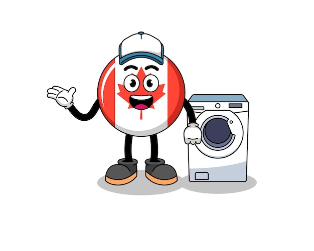 Canada flag illustration as a laundry man