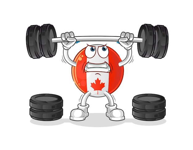 Canada flag lifting the barbell character. cartoon mascot vector