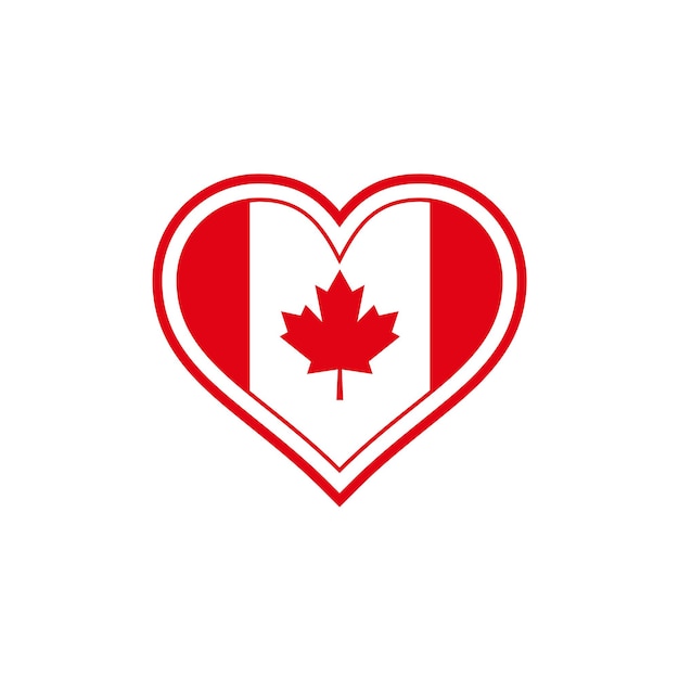 Vector canada flag in the love heart shape design vector