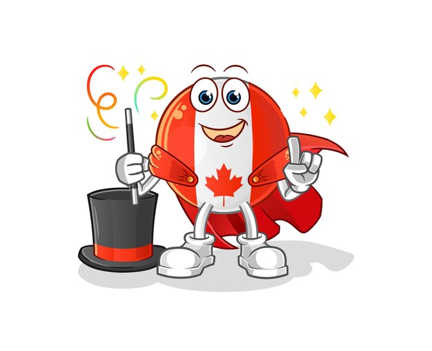 canada flag magician illustration. character vector