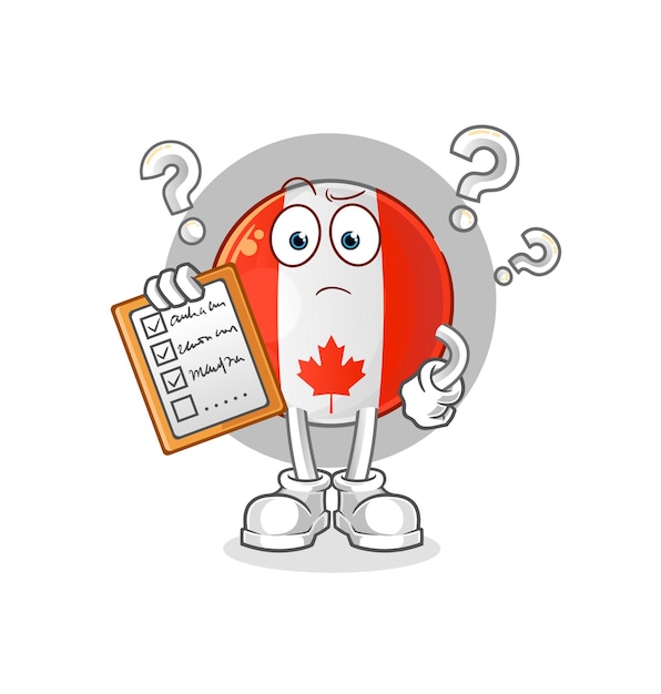 Canada flag schedule list vector cartoon character