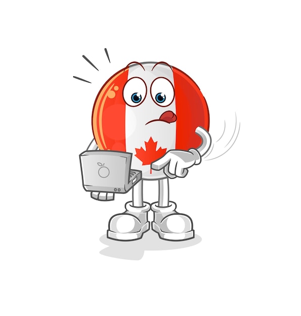 Vector canada flag with laptop mascot cartoon vector