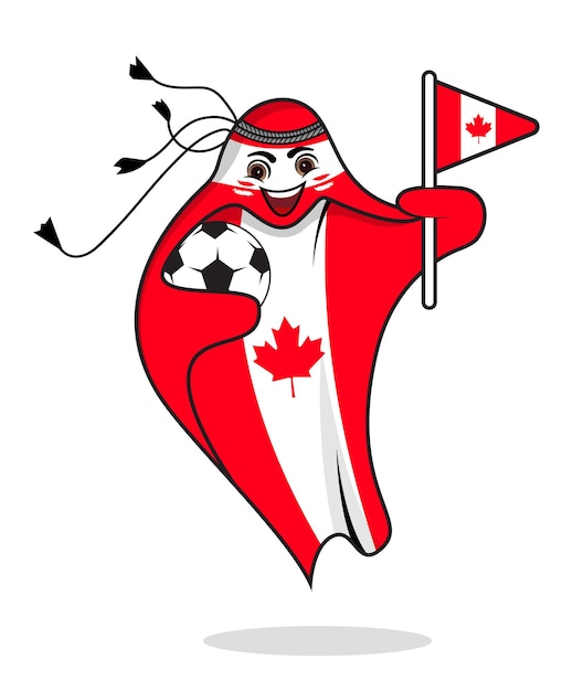 Vector canada flag with mascot world cup vector.