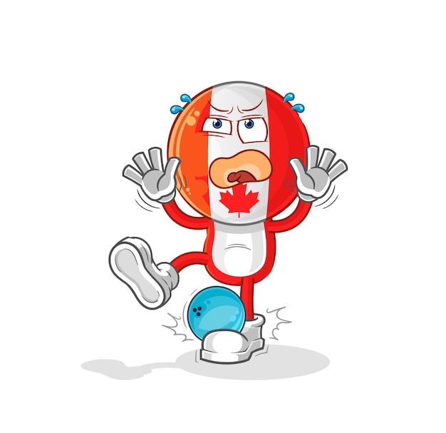 Canada geraakt door bowling cartoon cartoon mascotte vector