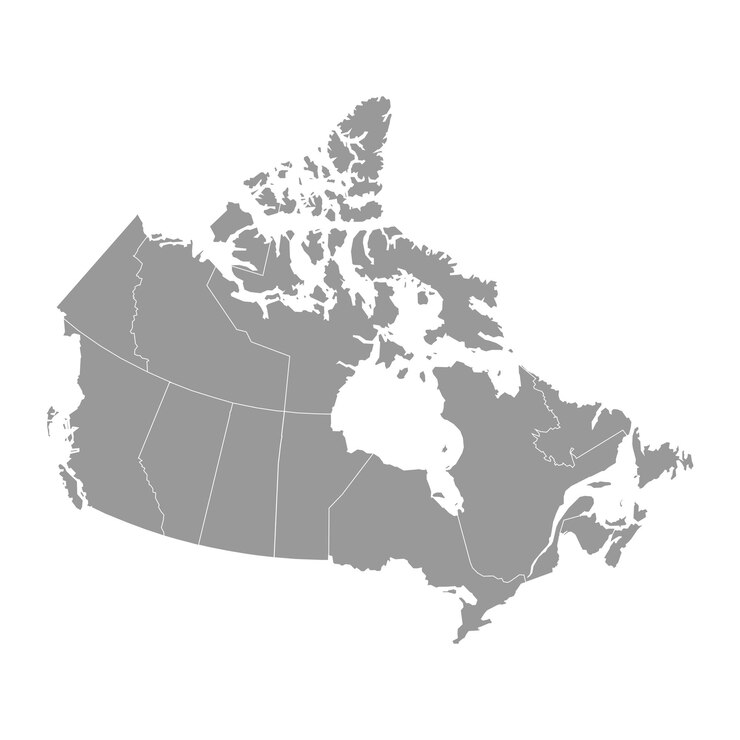 Canada gray map with provinces Vector illustration