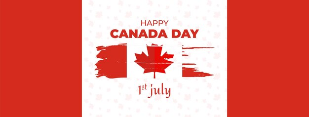 Canada Independence Day Long Greeting Celebration Banner Canada Day Web Banner with Red Maple Leaf